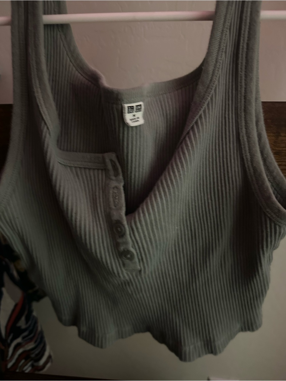 Uniqlo Ribbed Henley Tank - Olive size M